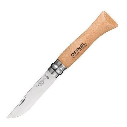 Нож Opinel №6, нержавеющая сталь, рукоять из бука, блистер,