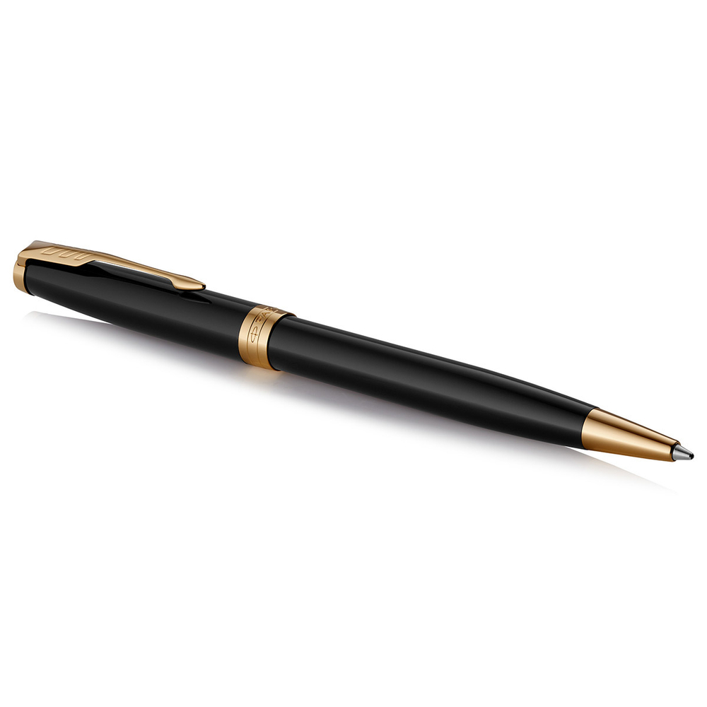 Подарочный набор: шариковая ручка Parker Sonnet Laque Black GT и кожаный чехол для ручки