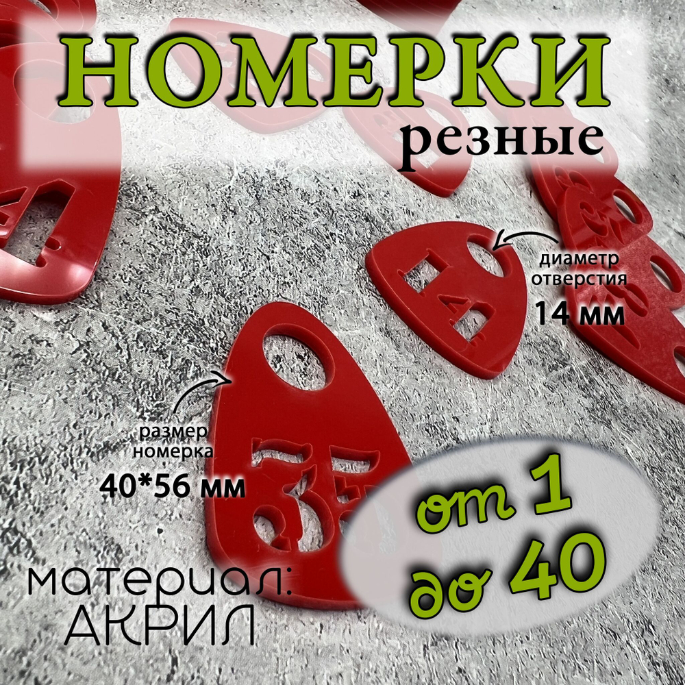Номерки для гардероба акриловые,1-60