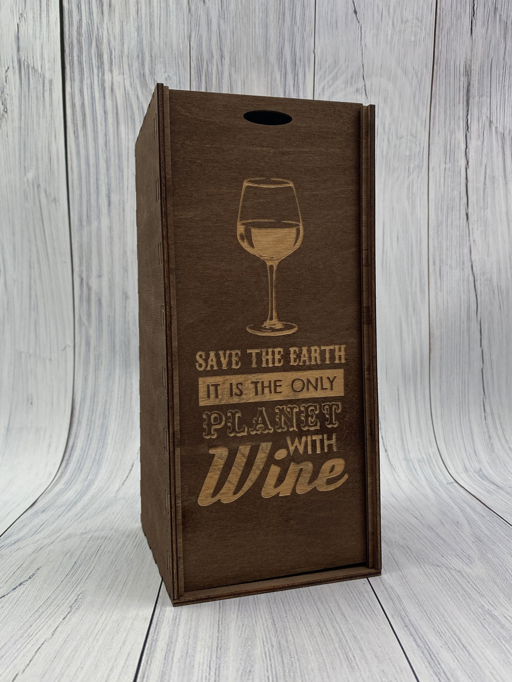 Деревянная коробка "... with Wine"
