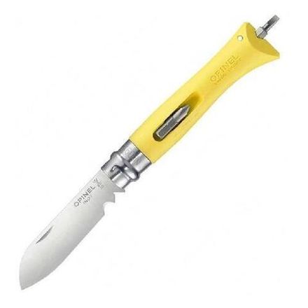 Нож Opinel №09 DIY, нержавеющая сталь, сменные биты, желтый, блистер (2138), 002138