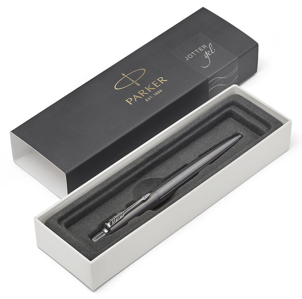 Ручка гелев. Parker Jotter Premium K178  Oxford Grey Pinstripe CT M черные подар.кор.