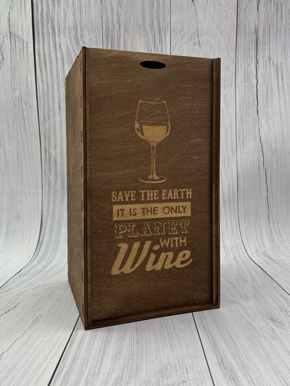 Деревянная коробка "... with Wine"