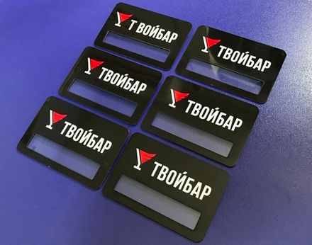 Бейдж металл/сатин 75х50мм с окном