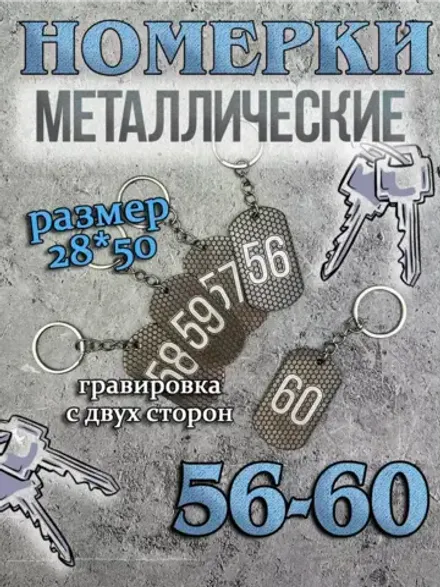 Номерки на ключи металлические 56-60