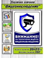 Табличка Видеонаблюдение 20х25