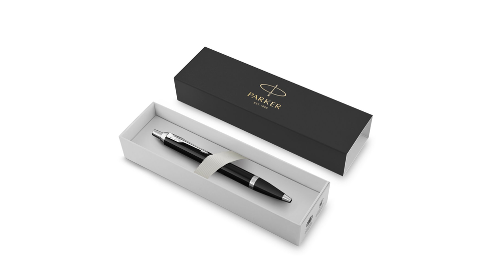 Шариковая ручка Parker IM Metal Black CT лак глянцевый, стержень: M, цвет чернил: blue