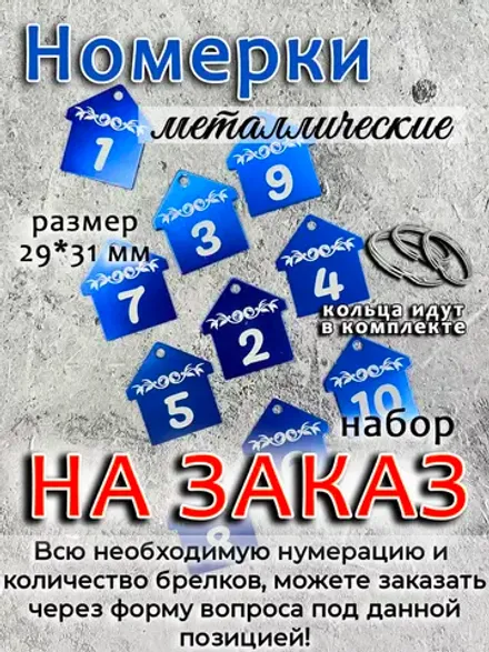 Номерки на ключи, металл