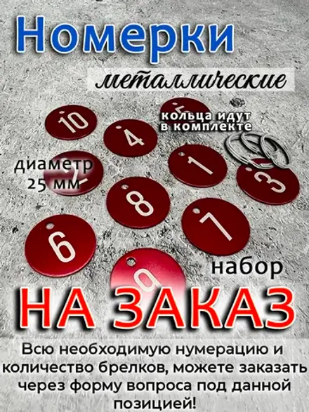 Номерки на ключи, металл