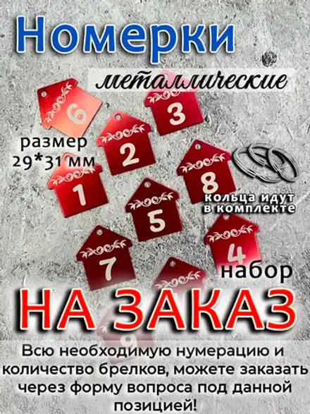 Номерки на ключи, металл