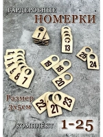 Номерки гардеробные набор 25 штук