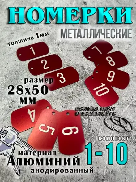 Номерки на ключи металлические
