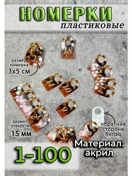 Номерки для ключей акрил 3х5 см